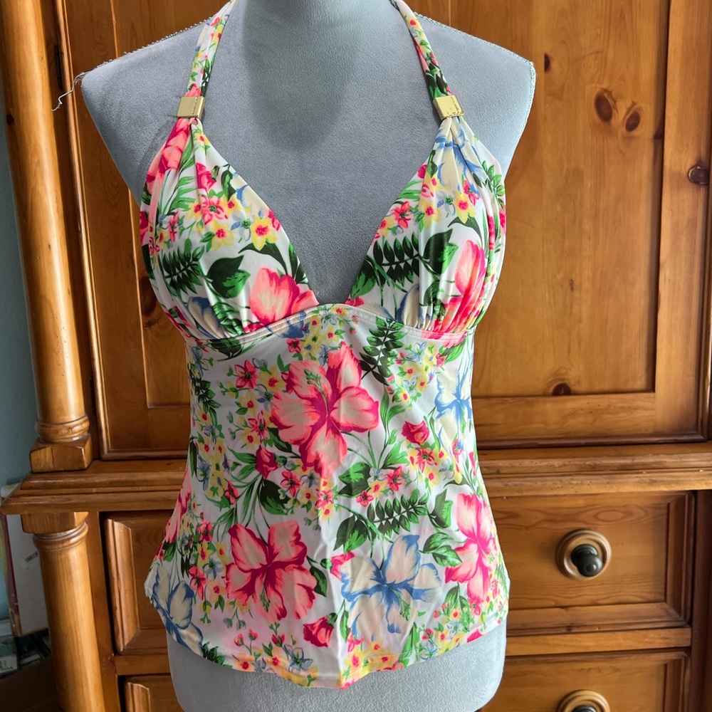 Victoria's Secret Floral Bikini Top - Pink, Green, White